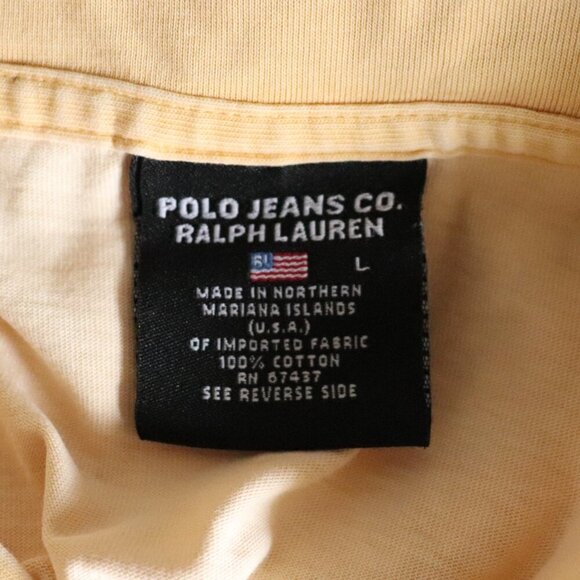Ralph Lauren Polo Men's Large Collared Pullover Yellow Short Sleeve T-Shirt Top - Picture 9 of 10
